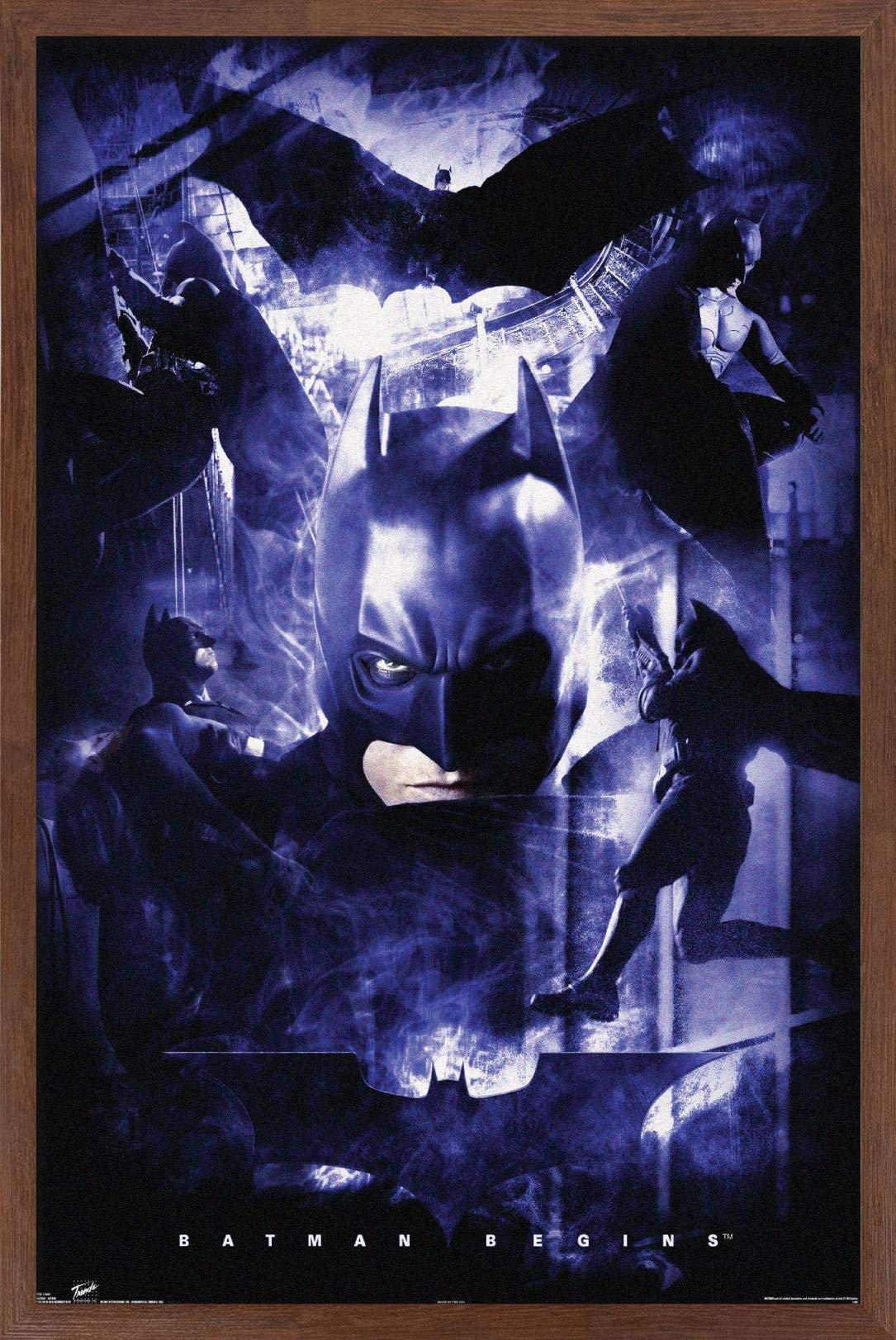 Trends International DC Comics - Batman - Action Wall Poster, 14.725" x 22.375", Mahogany Framed Version