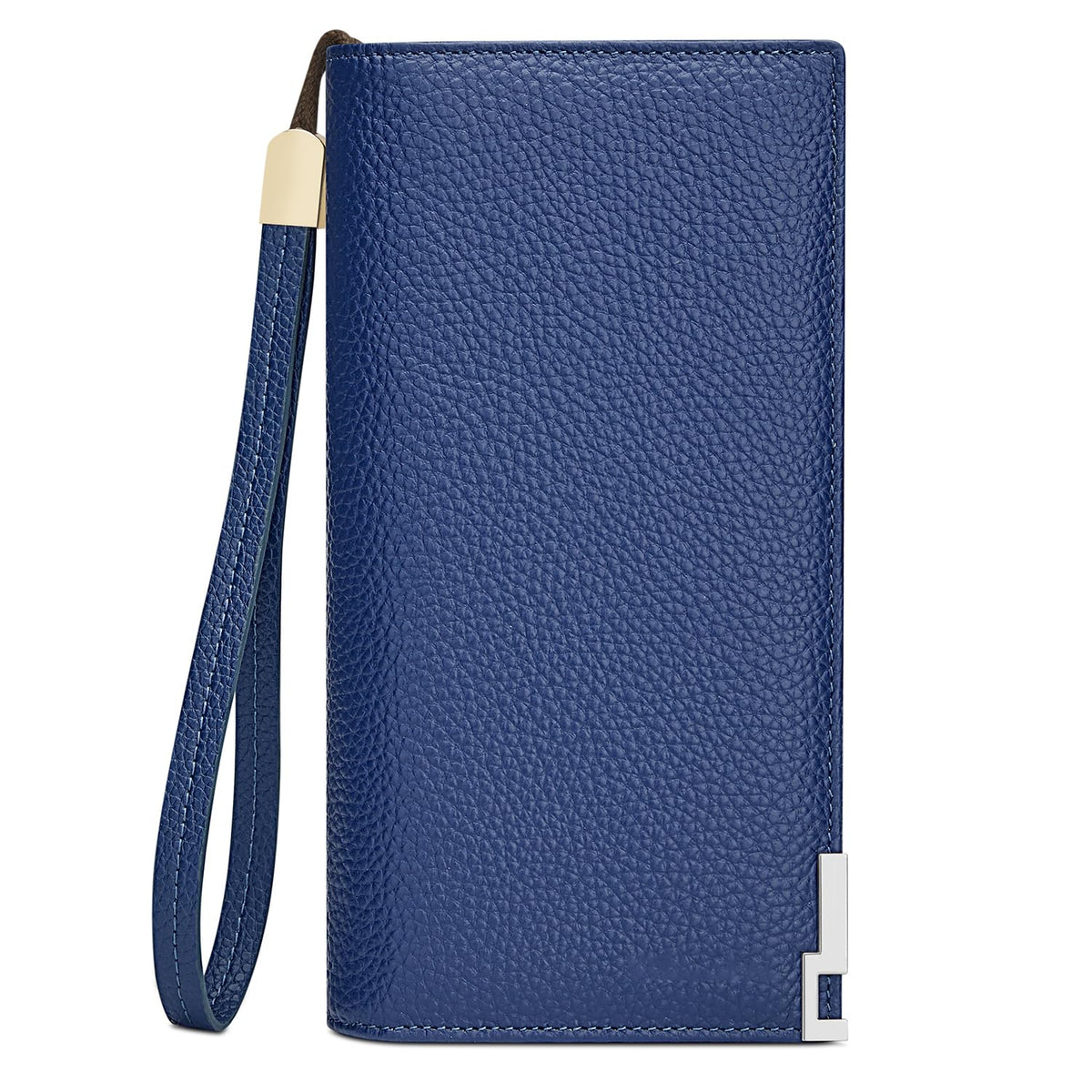 VANNANBA Mens Real Leather Long Wallet RFID Blocking Multi Credit Card Large Capacity Zipper Travel Clutch Wristlet,Blue
