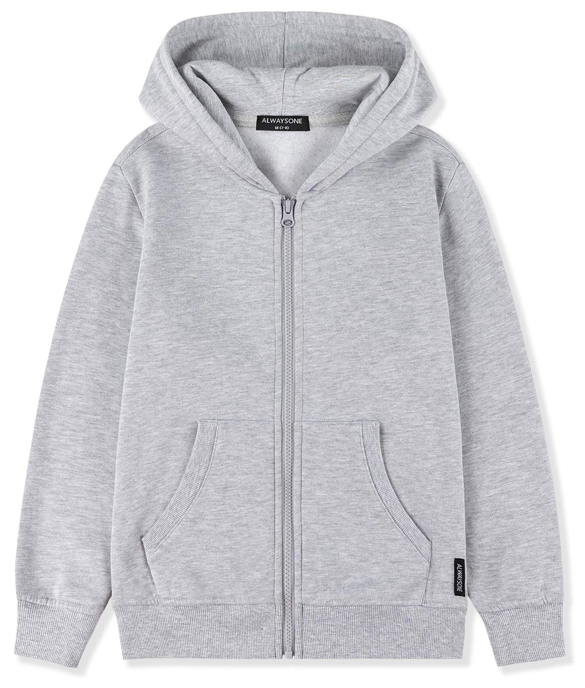 ALWAYSONE Kids Soft Fleece Casual Sweatshirt Zip up Hooded Sports Jacket with Pocket Boys Girls Athletic Hoodie 3-12 Years (light grey-s)