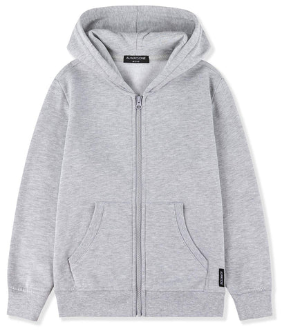 ALWAYSONE Kids Soft Fleece Casual Sweatshirt Zip up Hooded Sports Jacket with Pocket Boys Girls Athletic Hoodie 3-12 Years (light grey-s)
