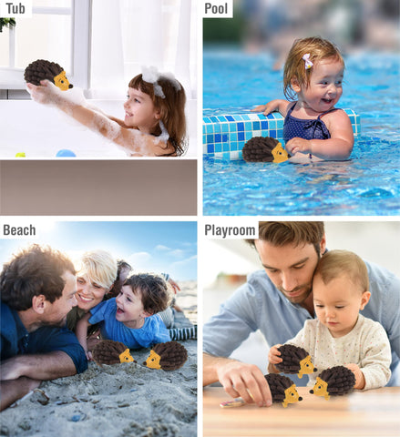 DolliBu Hedgehog Bath Buddy Squirter - Floating Brown Hedgehog Rubber Bath Toy, Fun Water Squirting Bathtime Play for Toddlers ,Cute & Soft Wild Life Animal Toy for The Bathtub, Beach & Pool for Kids
