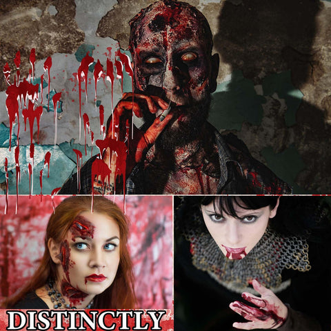 4 Pcs Scar Wax Fake Modeling Wound Special Effects Halloween SFX Makeup Kit With Scab Coagulated Fake Blood Makeup Gel,Spatula & Stipple Sponge,for Halloween Zombie Stage Skin Wax Makeup