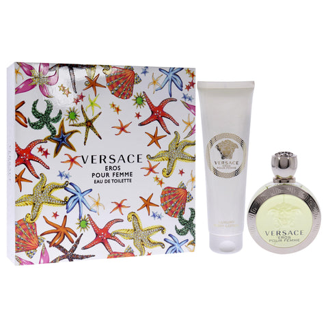 Versace Eros Pour Femme by Versace for Women - 2 Pc Gift Set 3.4oz EDT Spray, 5oz Luxury Body Lotion