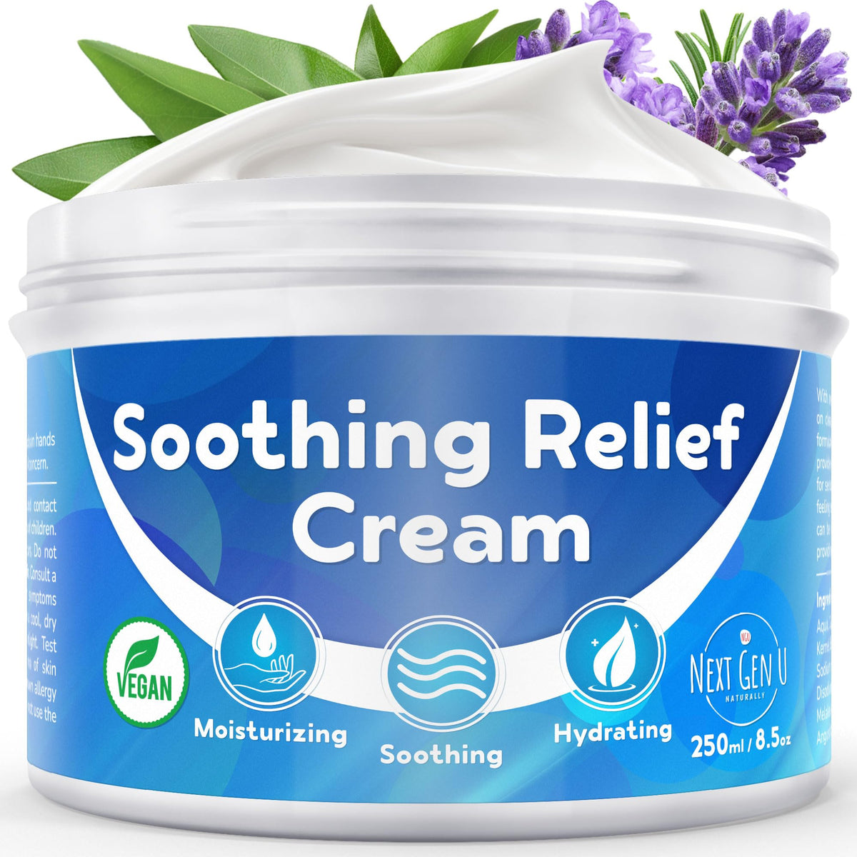 Soothing Relief Cream (250 ml), Steroid-Free Anti-Itch Cream w/Oat Extract for Itchy Skin & Body, Dry Skin Moisturising Cream by Next Gen U