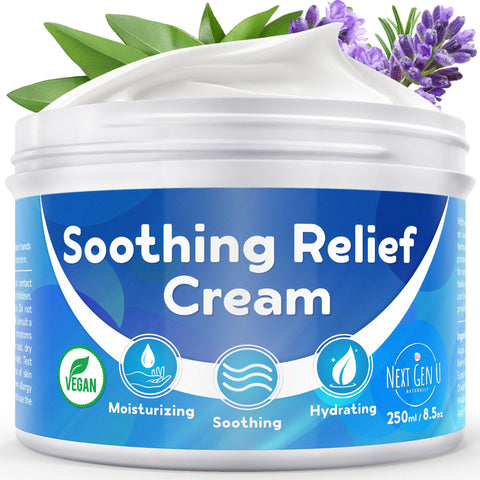 Soothing Relief Cream (250 ml), Steroid-Free Anti-Itch Cream w/Oat Extract for Itchy Skin & Body, Dry Skin Moisturising Cream by Next Gen U