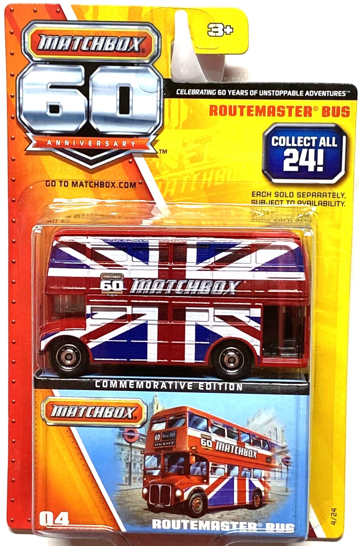 Matchbox 60th Anniversary Superfast Routemaster Double Decker Bus Union Jack British Flag