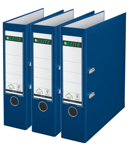 Leitz 180Â° A4 Plastic Lever Arch File 80mm Blue - Pack of 3