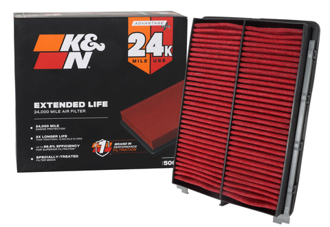 K&N Engine Air Filter: Extended Life 24,000 Mile Replacement Air Filter: Compatible with 2017-2018 HYUNDAI SANTA FE SPORT L4-2.4L F/I, KNX-5075