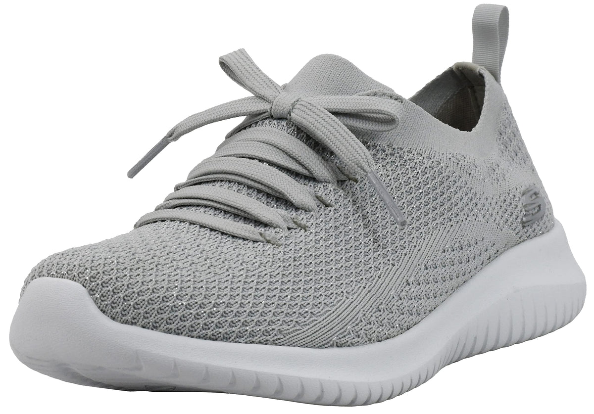 Skechers Women's Ultra Flex Salutations Sneaker, Light Grey, 6.5 M US