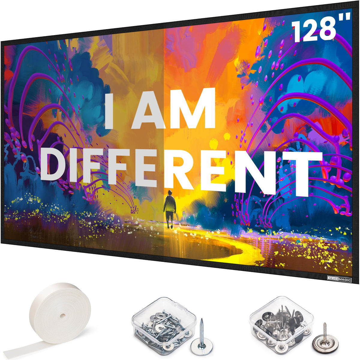 2024 New ALR Projector Screen - Fixed Frame Like & Wall Mounted - High Contrast 70% ALR High Brightness 2.7X Gain - 128 inch 16:13 Gray Screen - by SilverMagic