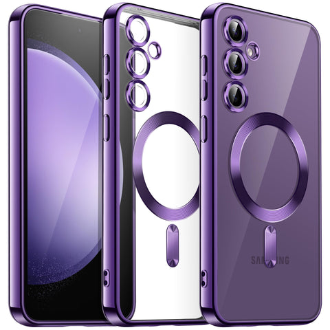 JETech Soft Clear Case for Samsung Galaxy S23 FE 6.4-Inch, Camera Lens Full Protection, Compatible with MagSafe Wireless Charging, Shockproof Electroplated TPU Phone Cover (Purple)