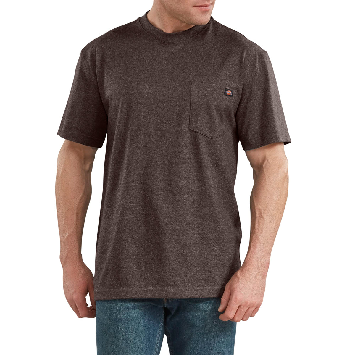 Dickies Men's Heavyweight Crew Neck Short Sleeve Tee, Chocolate Brown, Medium