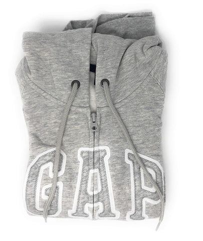 GAP Womens Fleece Arch Logo Full Zip Hoodie (M, Grey Stripes)