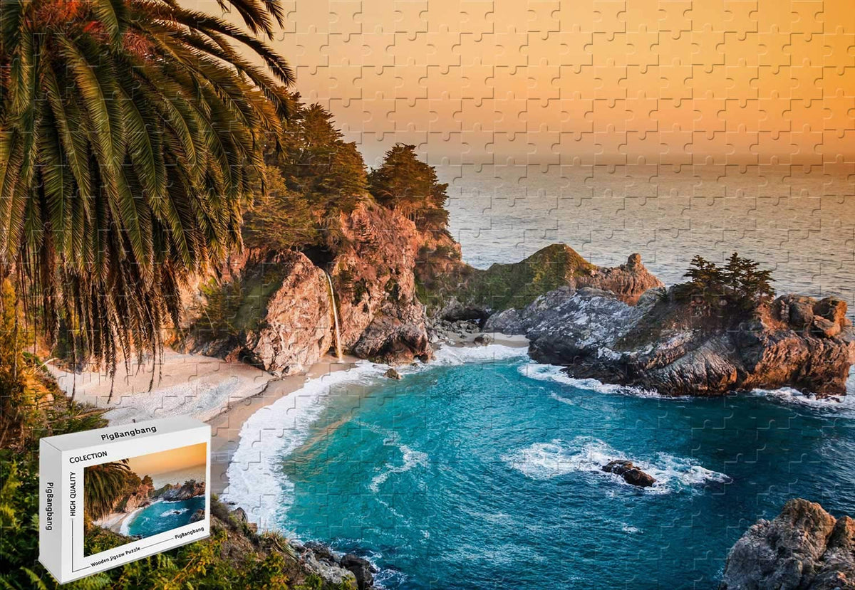 1000 Piece Jigsaw Puzzle - Pacific Ocean Big Sur California Beach Wood-Material Large Size,29.5 X 19.6 Inch