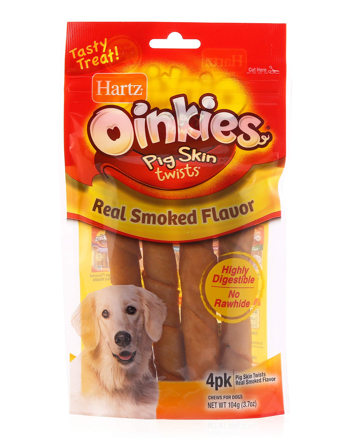 Hartz Oinkies Pig Skin Twists 5 (4 pack)