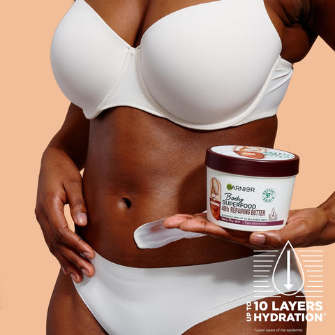 Garnier Body Superfood, Repairing Body Butter, with Cocoa & Ceramide, Body Butter for Very Dry Skin, Vegan Formula, 300ml