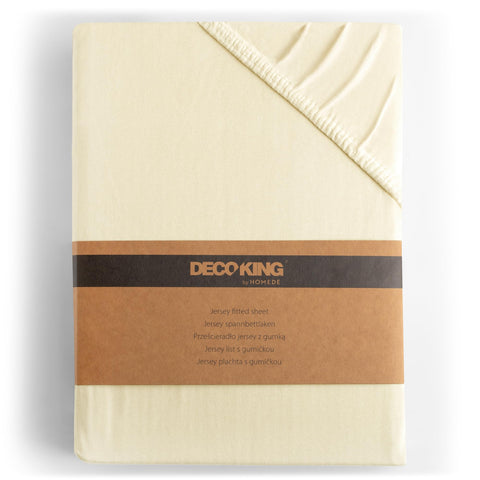 DecoKing Fitted Sheet Cotton Jersey Boxspring, Amber Collection, 200x220-220x240 cm Cream