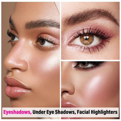 Boobeen 4-Color Makeup Palette, Highly Pigmented Glitter Eyeshadow Contour Palette with Smudger, Multi-purpose Face Makeup Palette for Eye/Face/Highlighter, Creates Shimmer Finishes, Long-lasting