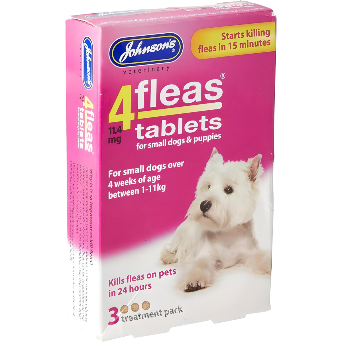 JOHNSONS 4FLEAS "DUAL ACTION" SPOT ON -SMALL DOG - LESS THAN 10KG FLEA TREATMENT (X1 PACKS)