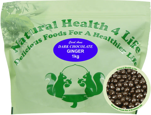 Natural Health 4 Life Carol Anne Confectionery Dark Chocolate Ginger 1 kg in Resealable Pouch (1 Pouch)