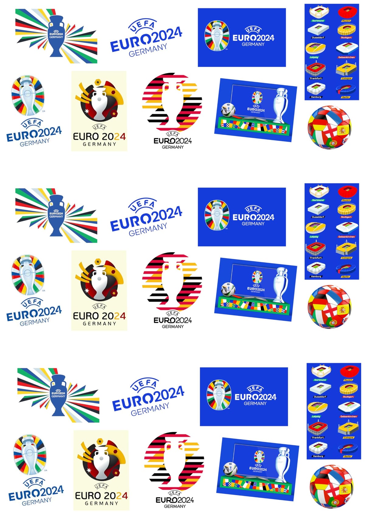 27 Stand Up Football 2024 Euros Germany Themed Edible Wafer Paper Cake Toppers Decorations