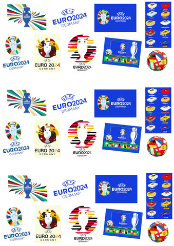 27 Stand Up Football 2024 Euros Germany Themed Edible Wafer Paper Cake Toppers Decorations