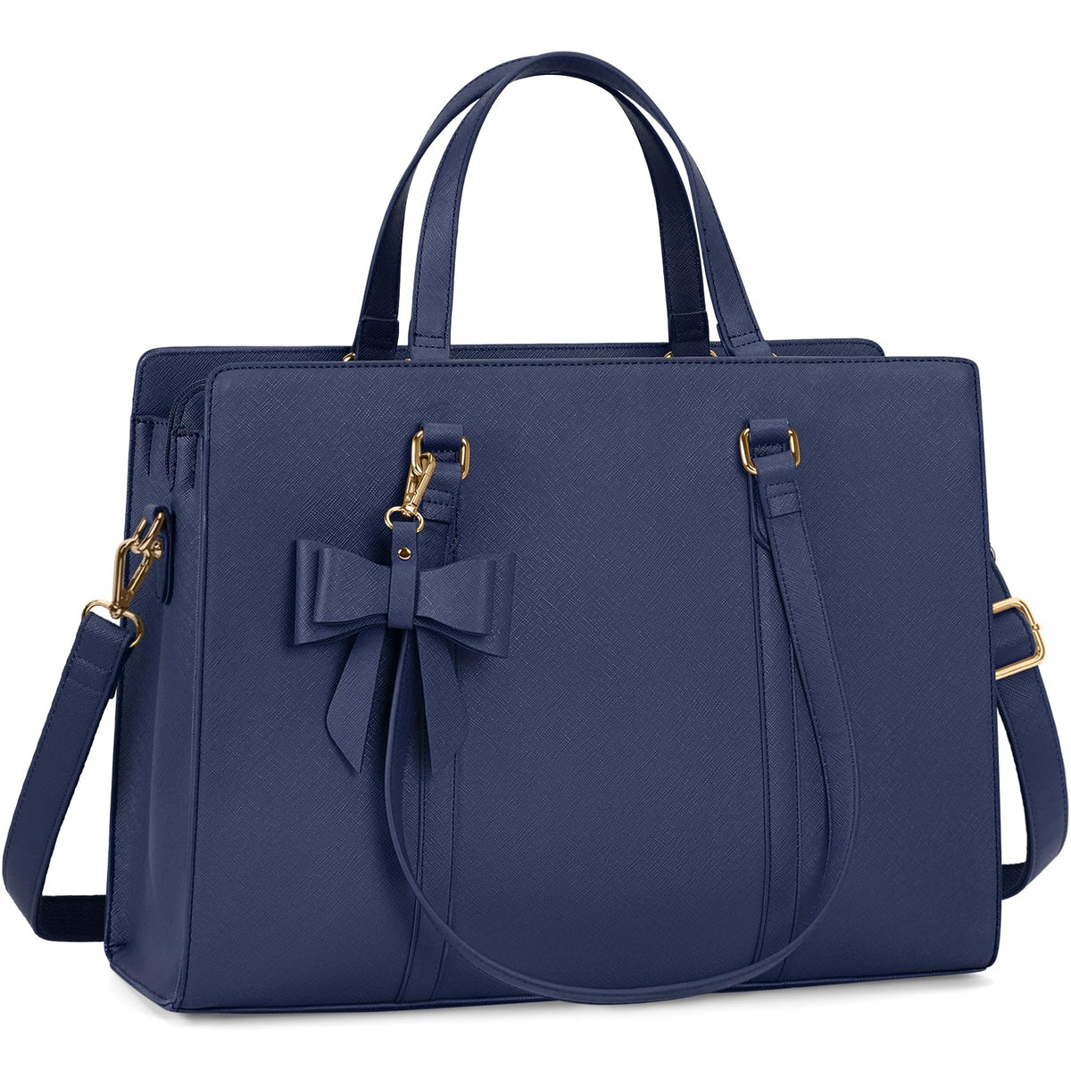 NEWHEY Laptop Tote Bags for Women 15.6 Inch Ladies Leather Laptop Handbags Designer Office Shoulder Bag Womens for Work School Business Shopping Blue