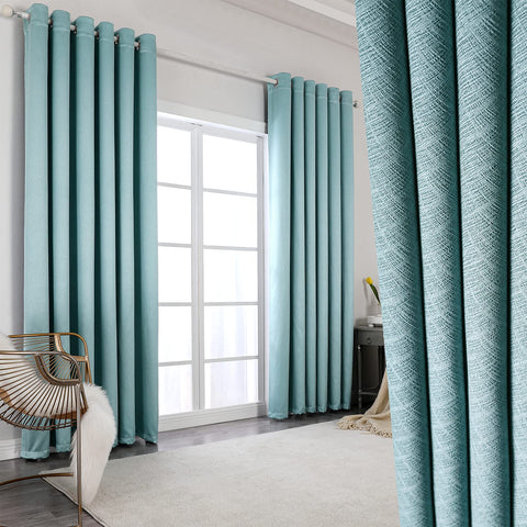100% Blackout Eyelet Curtains teal green Clearance Items - Thermal Insulated & Noise Reducing, Thick Short Curtains for Bedroom, Lined Blackout curtains, Room Darkening Curtains, 46 x62 inch 2 Panels