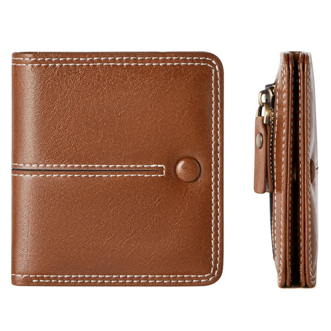 TFKGS Slim Wallet for Women Leather RFID Blocking, Small Thin Credit Card Holder Bifold Compact Pocket Ladies Mini Purse, Brown, Minimalist