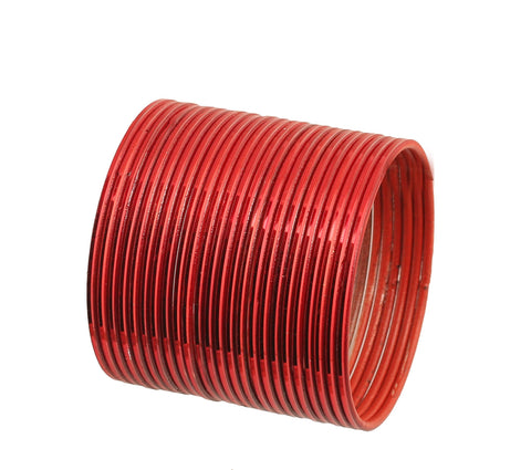Touchstone "Colorful Bangle Collection" Modern Style Pretty Attractive Look Glossy Red Textured Color Wrist Filler Indian Bollywood Thin Designer Jewelry Metal Bangle Bracelets For Women. Set Of 24.