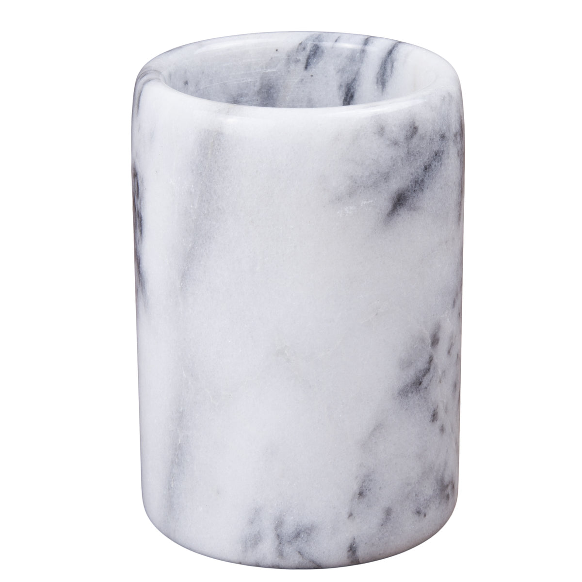 Creative Home Natural Marble Pen Pencil Holder Cup Tabletop Countertop Organizer, 3.3" Diam. x 4.5" H, Off-White (color may vary)