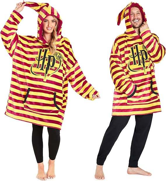 Harry Potter Oversized Blanket Hoodie for Women Men and Teens, Fleece Wearable Blanket (Red)