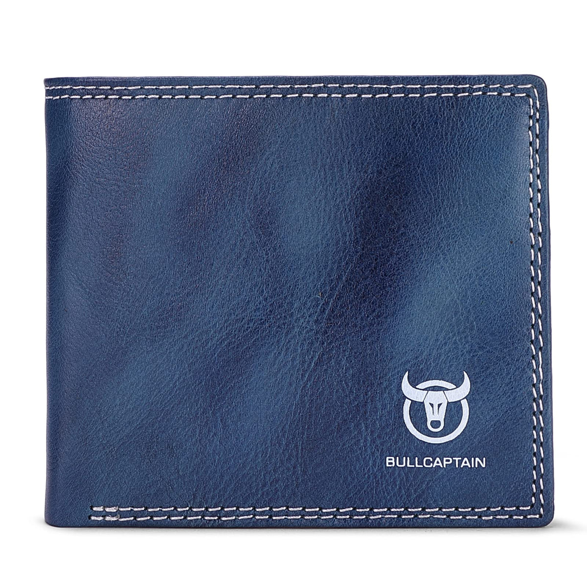 LUKZIJAES Genuine Leather Wallet for Men RFID Blocking Slim Bifold Front Pocket Wallets, #3-Blue, Vintage