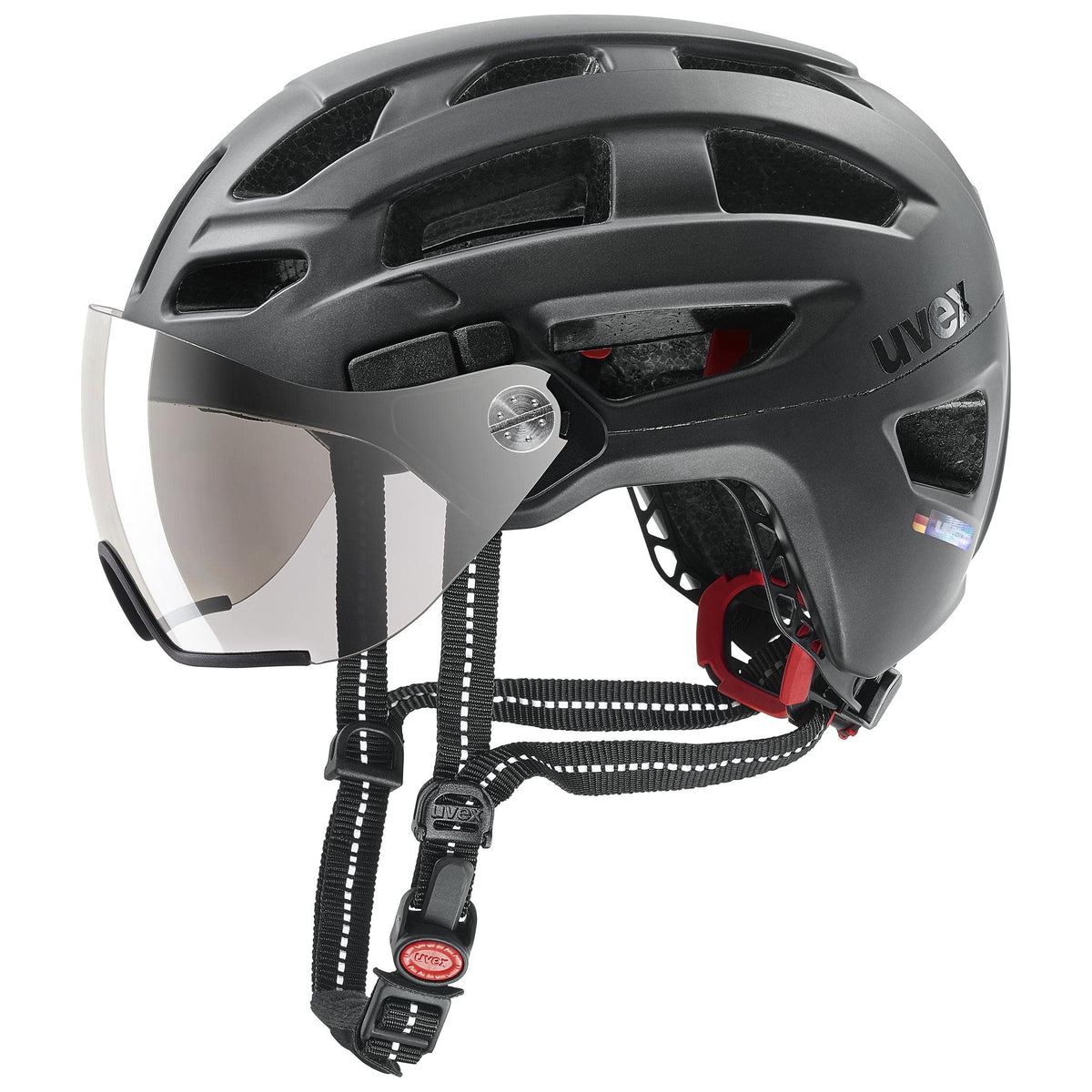 uvex Finale Visor - Secure City Bike Helmet for Men & Women - Visor - incl. LED Light - Black Matt - 52-57 cm