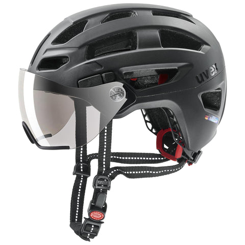 uvex Finale Visor - Secure City Bike Helmet for Men & Women - Visor - incl. LED Light - Black Matt - 52-57 cm
