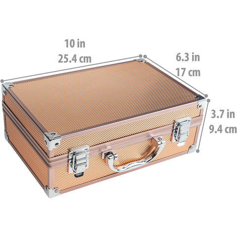SHANY Carry All Makeup Train Case with Pro Makeup Set, Makeup Brushes, Lipsticks, Eye Shadows, Blushes, Powders, and more - Reusable Makeup Storage Organizer - Premium Gift Packaging - Rose Gold