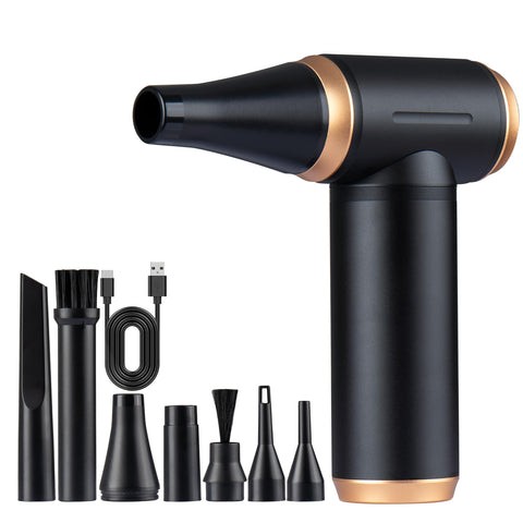 VEELAM Electric Air Duster, High-Speed Mini Air Blower with Metal Body, Stepless Gear & Brushless Motor with 7 Attachments for Electronics PC Computer Cleaning