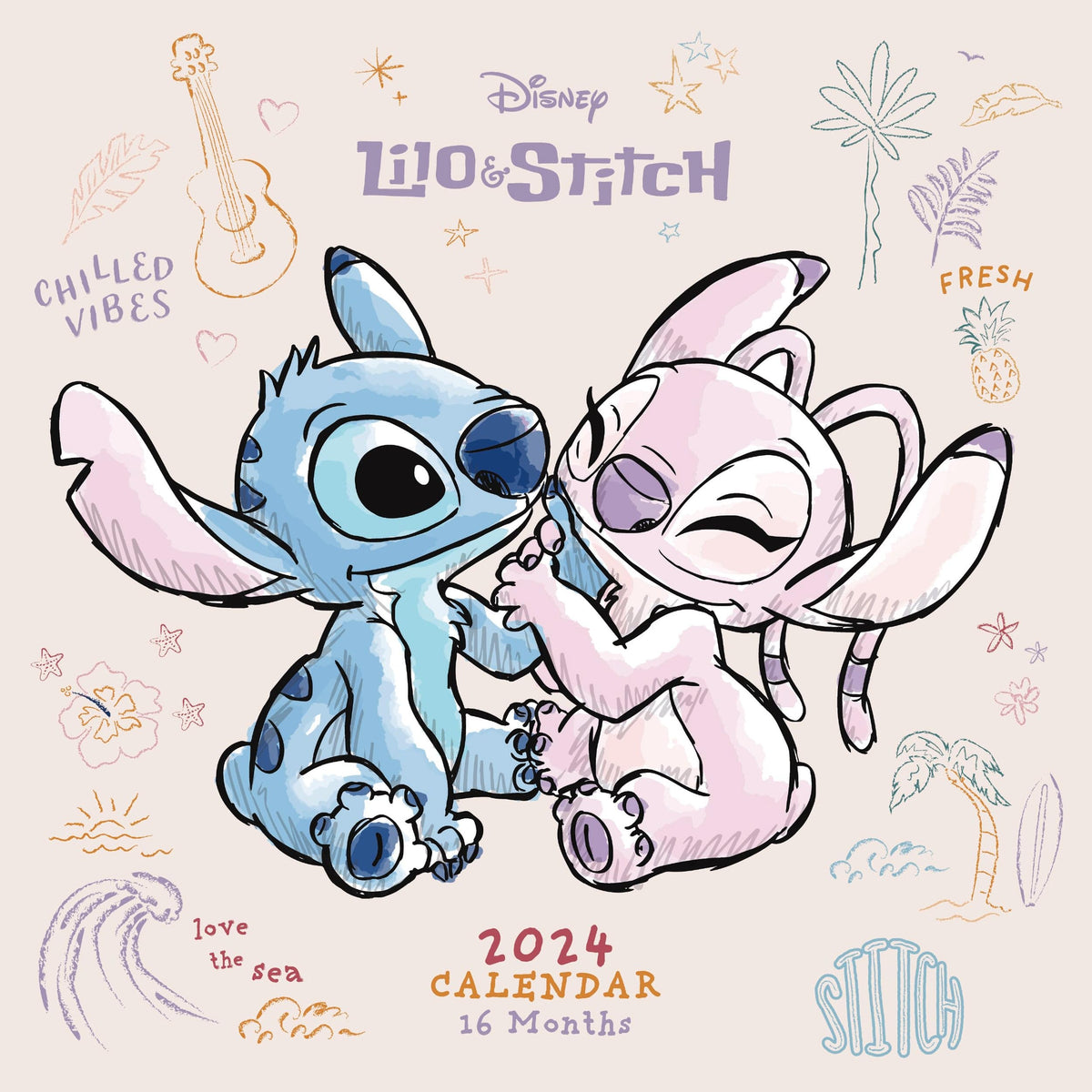 Lilo and Stitch Calendar 2024 - Month to a View Planner 30cm x 30cm - Official Merchandise