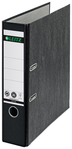 Leitz 180Â° Lever Arch File, Classic Marbled, CO2 neutral, 100% Recycled Card, 10805095, Black