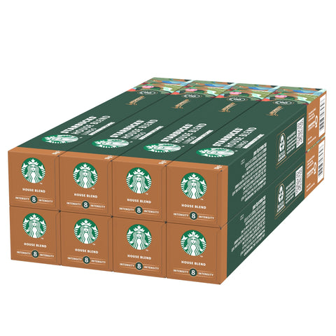STARBUCKS House Blend by Nespresso, Medium Roast, Coffee Capsules 8 x 10 (80 Capsules)
