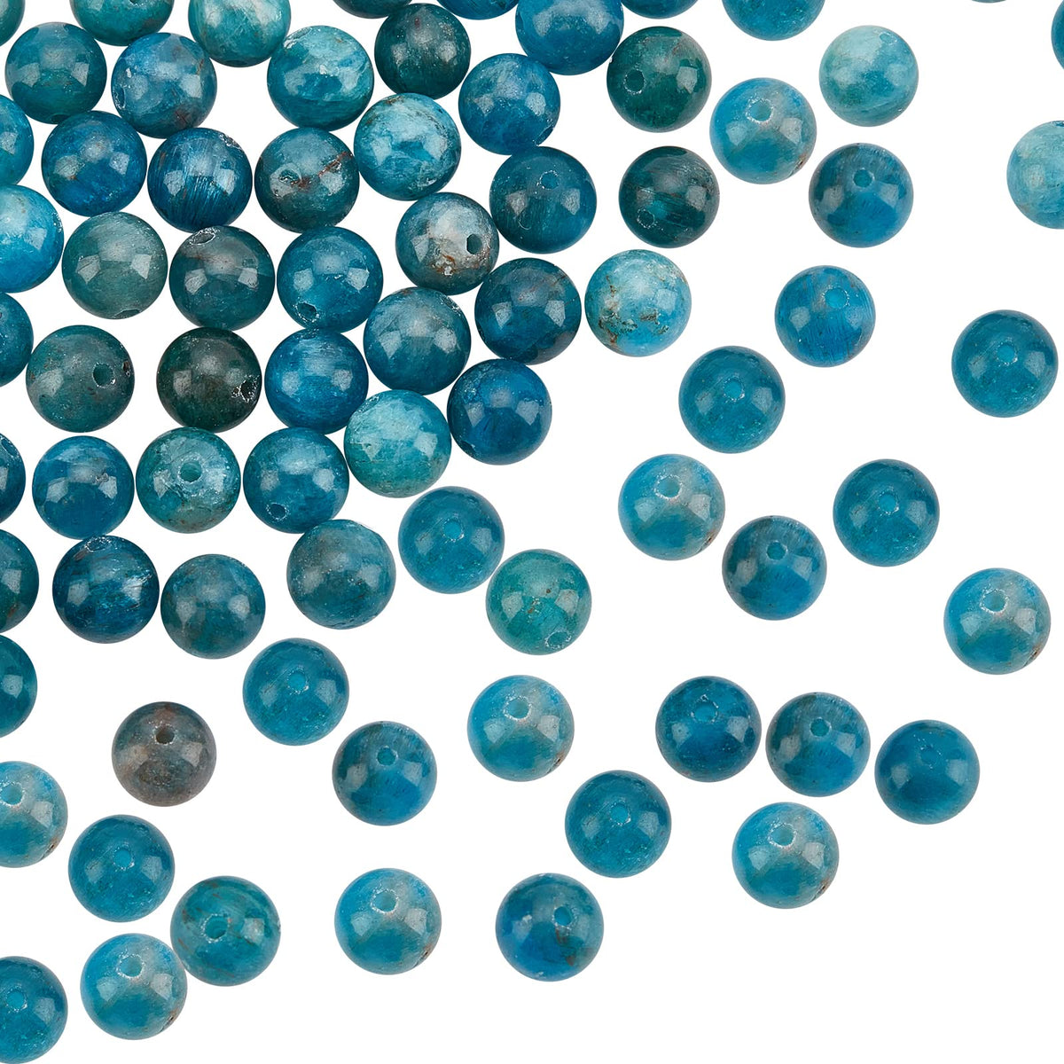 OLYCRAFT 62pcs Natural Apatite Beads 6.5mm Ocean Blue Apatite Beads Gemstone Beads Energy Stone Round Loose beads for Bracelet Necklace Jewelry Making