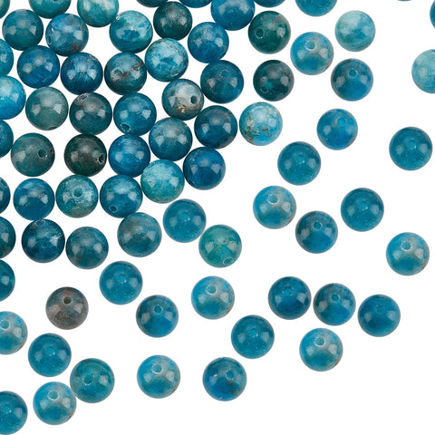 OLYCRAFT 62pcs Natural Apatite Beads 6.5mm Ocean Blue Apatite Beads Gemstone Beads Energy Stone Round Loose beads for Bracelet Necklace Jewelry Making