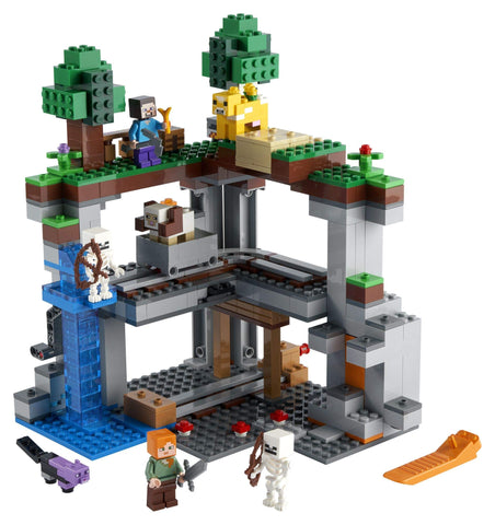 LEGO Minecraft The First Adventure 21169 Hands-On Minecraft Playset; Fun Toy Featuring Steve, Alex, a Skeleton, Dyed Cat, Moobloom and Horned Sheep, New 2021 (542 Pieces)