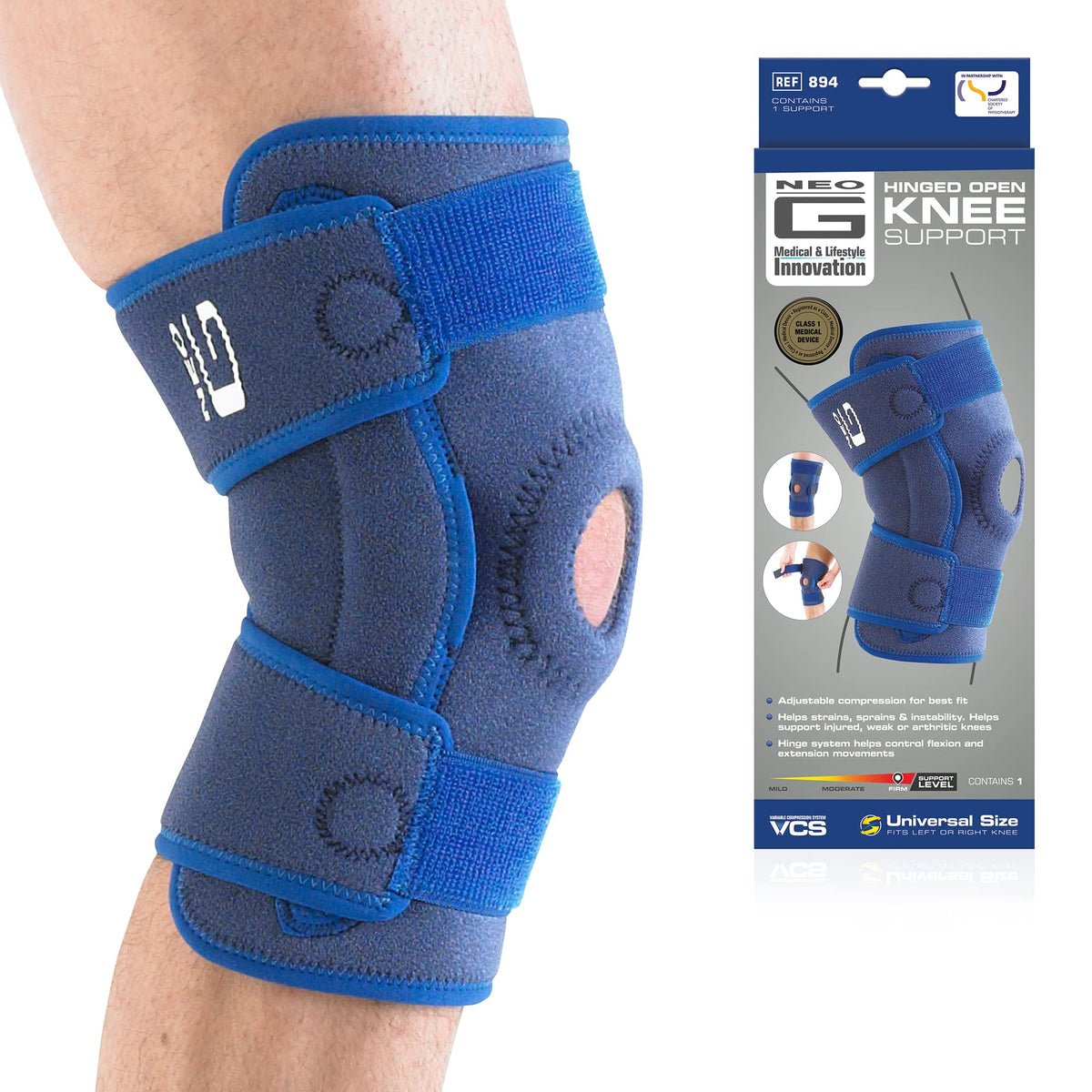 Neo-G Knee Support Hinged - Knee Brace for Meniscus Tear, Arthritis, Knee Supports for Joint Pain, Patellar Tracking, Ligament Injury, ACL Knee Brace, Runners Knee Support - Adjustable Compression