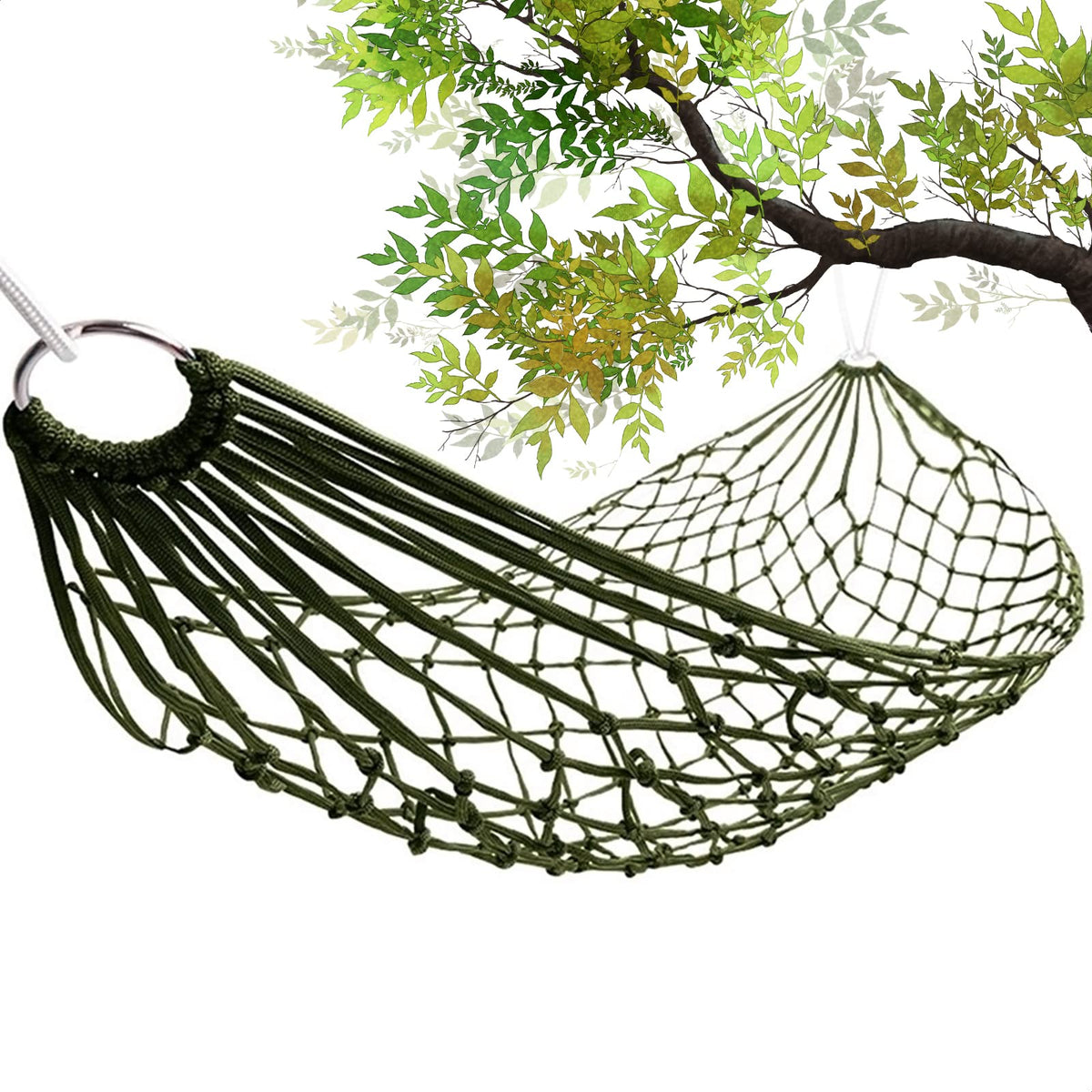 Mesh Rope Hammocks for Outside - Sleeping Nylon Hammock Camping - 8ft Hammock Large Weight Limit Swing Mesh Hammock Large Hammocks for Outside Nylon Hammocks 8 Foot Hammock Sleeping Hammock Tree
