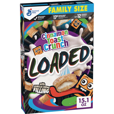 Cinnamon Toast Crunch Loaded Cereal, Cinnamon Sugar Cereal With Artificially Flavored Vanilla CrÃƒÆ’Ã†â€™Ãƒâ€ Ã¢â‚¬â„¢ÃƒÆ’Ã¢â‚¬Â ÃƒÂ¢Ã¢â€šÂ¬Ã¢â€žÂ¢ÃƒÆ’Ã†â€™ÃƒÂ¢Ã¢â€šÂ¬Ã…Â¡ÃƒÆ’Ã¢â‚¬Å¡Ãƒâ€šÃ‚Â¨me Filling, Family Size, 15.1 oz
