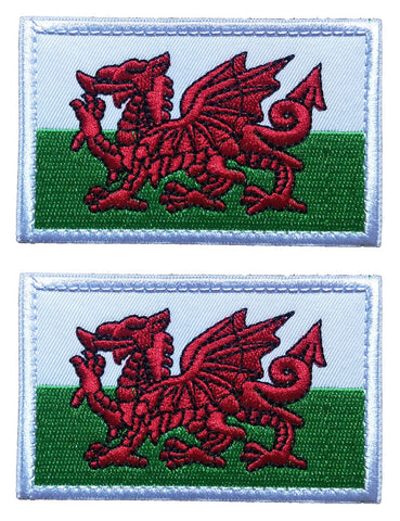 2 PCS AliPlus Wales Flag Patches Embroidered Tactical Military Morale Patch Applique Fastener Hook and Loop