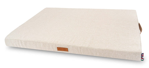 HUGO & HUDSON Foam Dog Mattress Orthorpedic Bed Removable Washable Covers, Beige Herringbone, Small