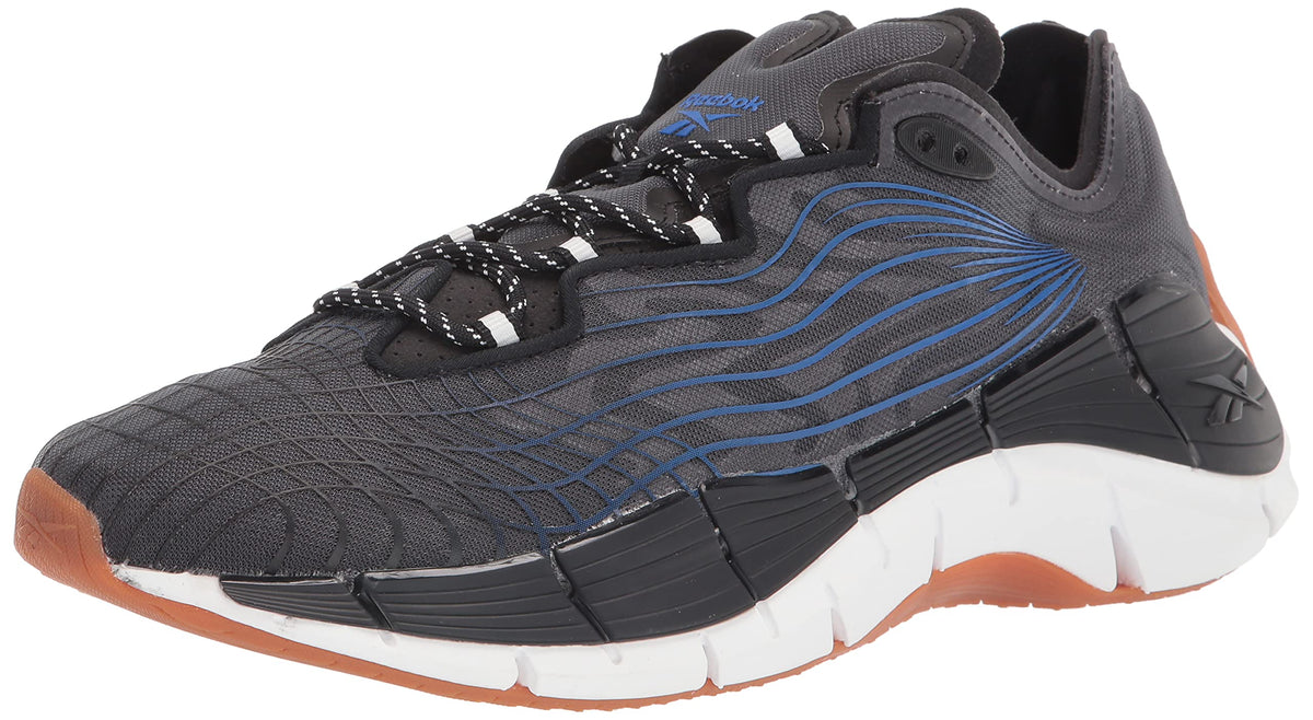 Reebok Unisex Zig Kinetica II Sneaker, Black/Court Blue/White, 4 US Men