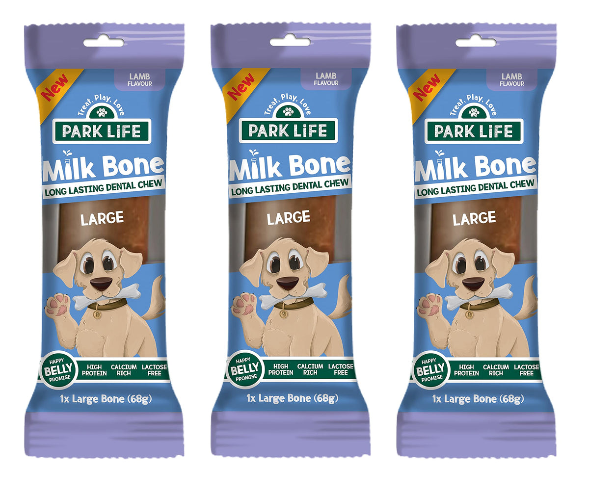 PARK LiFE Milk Bones Healthy Dog Chew Treat Large (68g) Lamb Flavour - Pack of 3